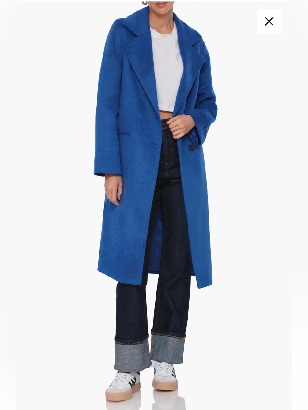 Avec Les Filles Walker Single Breasted Coat Lapis Blue Size Small NWT